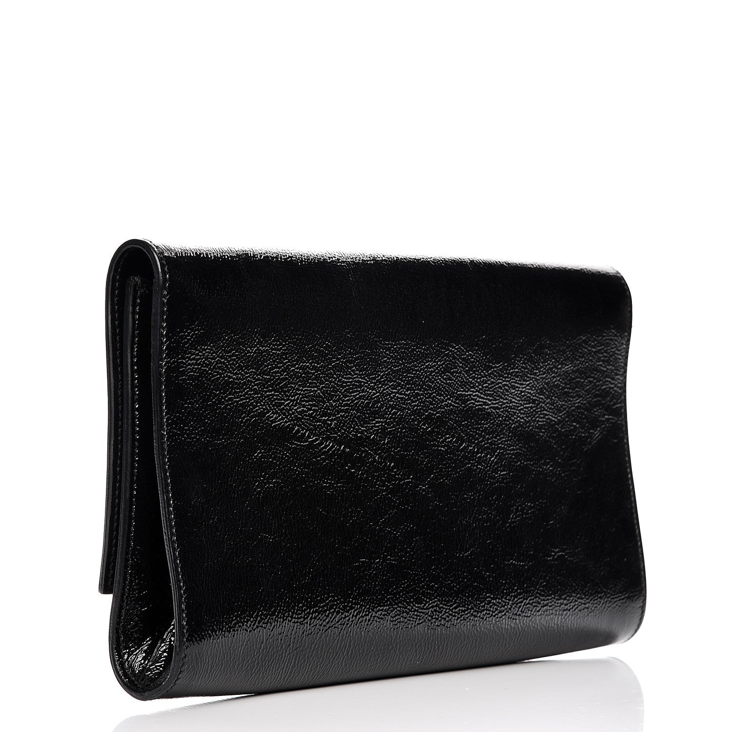 Saint Laurent Textured Patent Monogram Large Belle De Jour Clutch Black 3 of 6