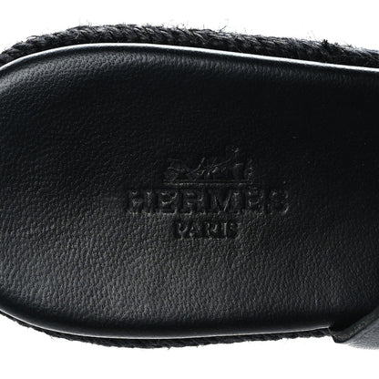 Hermes Nappa Ithea Espadrille Wedge Sandals 39 Black 7 of 8