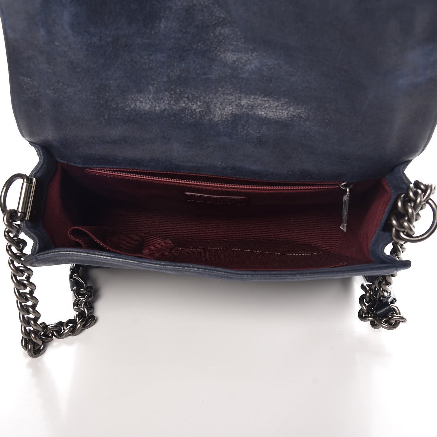 Goatskin Quilted Medium Gentle Boy Flap Navy Blue