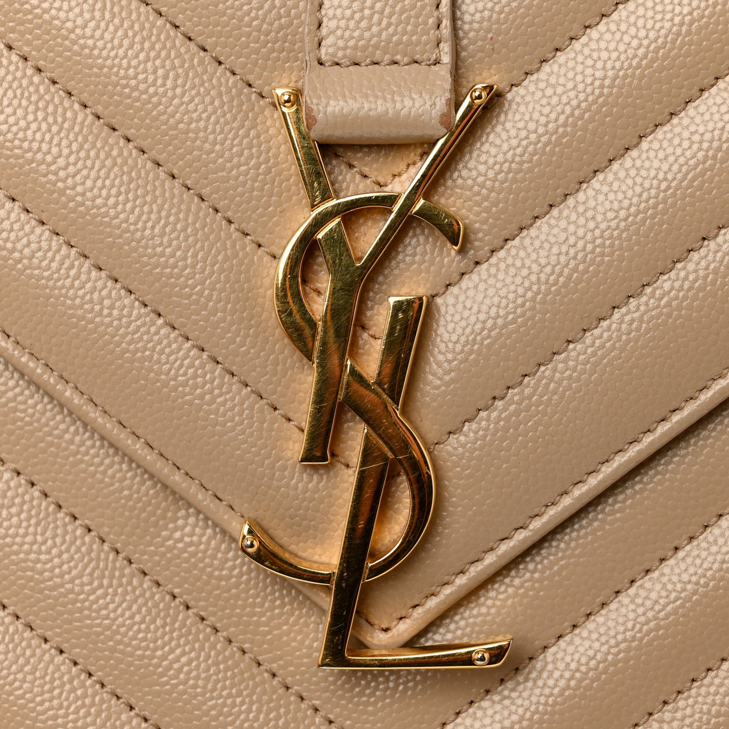 Grain De Poudre Matelasse Chevron Large Monogram Satchel Dark Beige