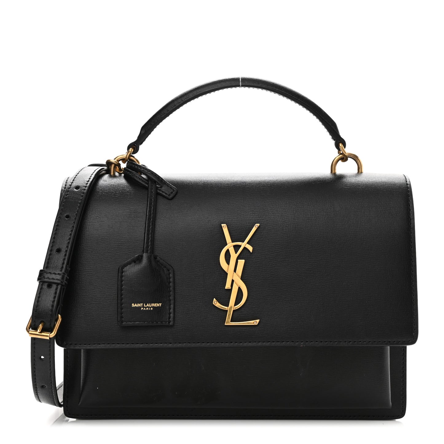 Smooth Calfskin Medium Monogram Sunset Satchel Black