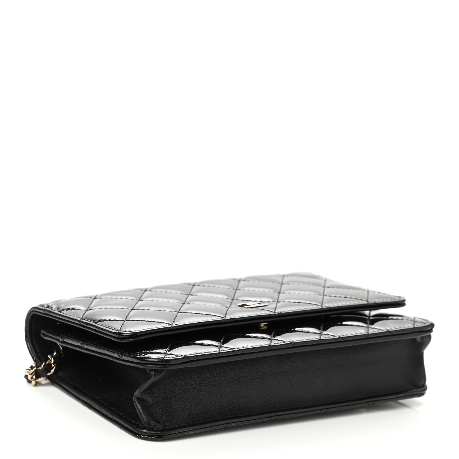 Chanel Patent Quilted Wallet On Chain WOC Black 4 of 12