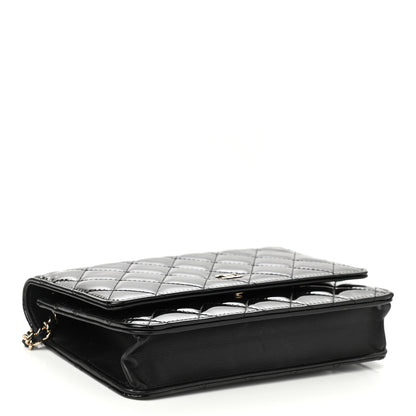 Chanel Patent Quilted Wallet On Chain WOC Black 4 of 12