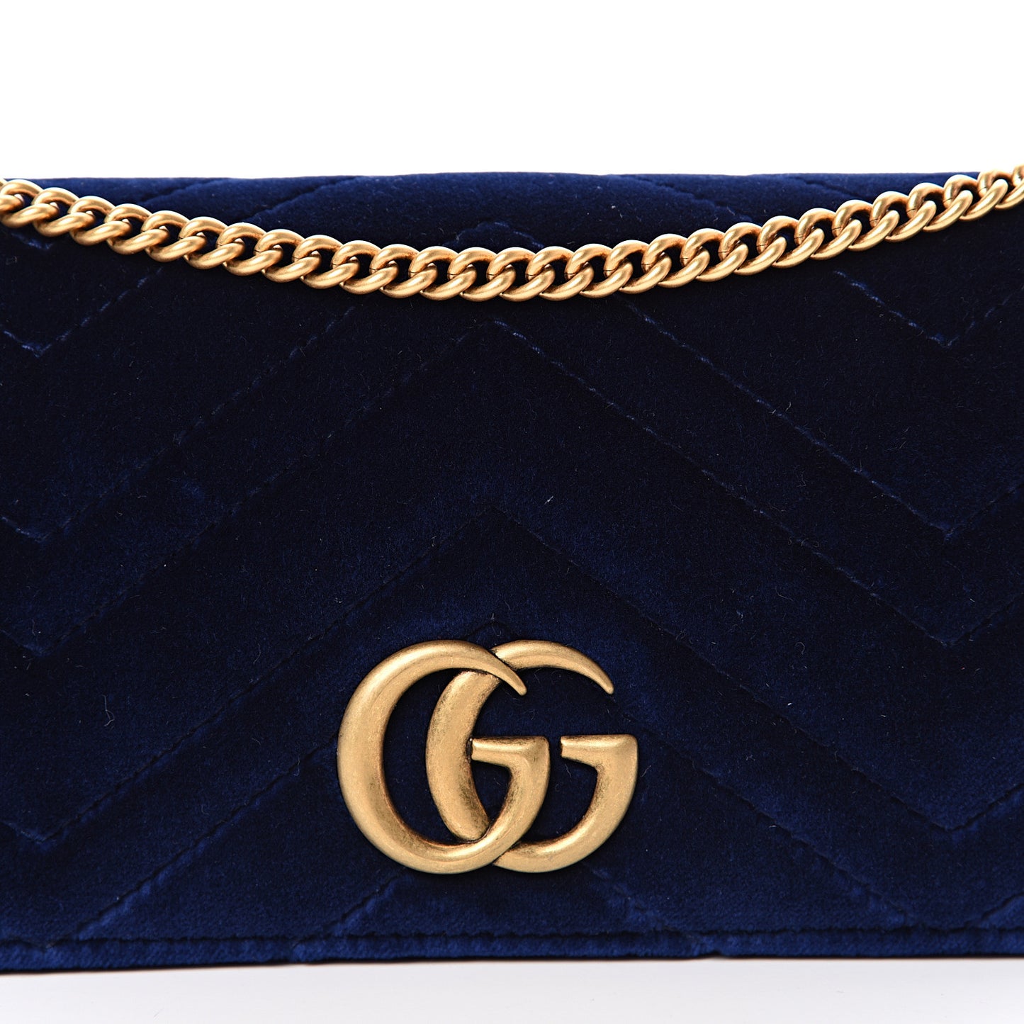 Velvet Matelasse GG Marmont Mini Bag Cobalt Blue