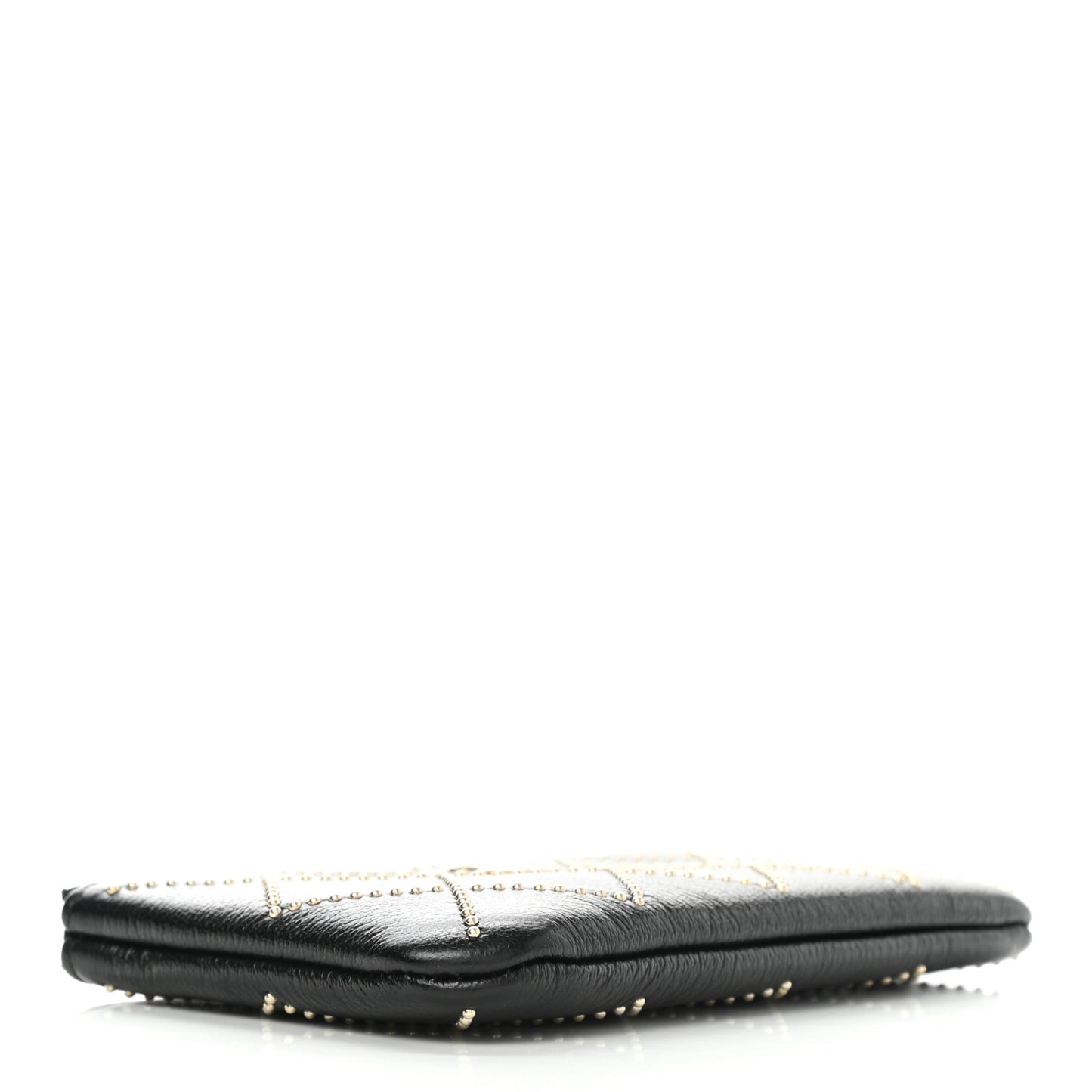Shiny Lambskin Studded Rock The Diamond CC Small Cosmetic Case Black