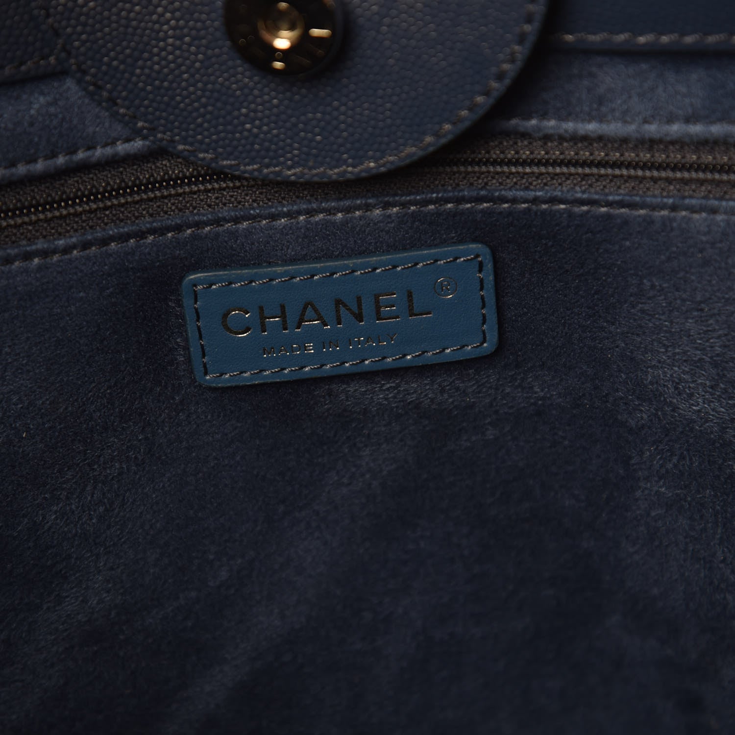 Chanel Caviar Large Studded Deauville Tote Navy 6 of 10