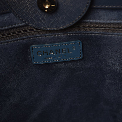 Chanel Caviar Large Studded Deauville Tote Navy 6 of 10