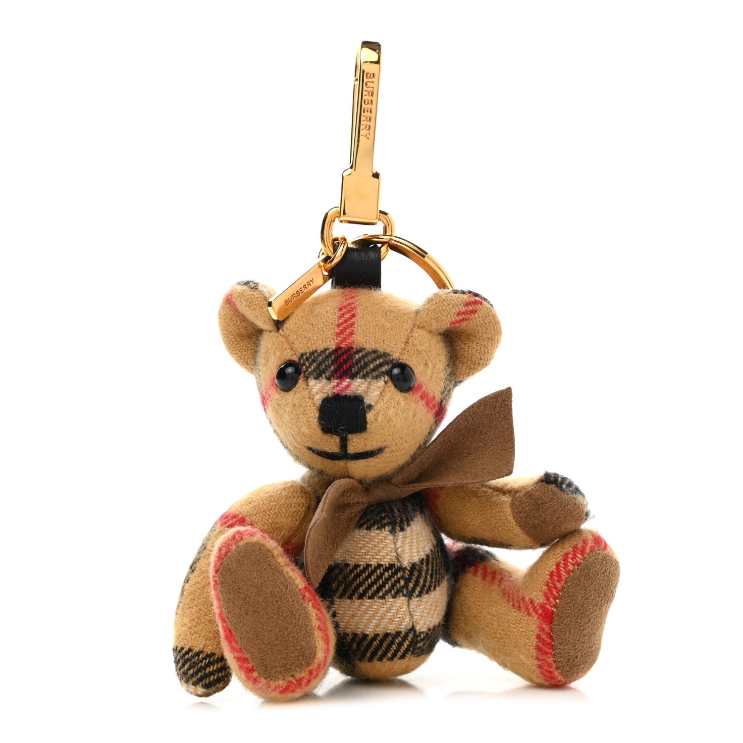 Burberry Cashmere Vintage Check Thomas Bear Bag Charm Antique Yellow 1 of 4