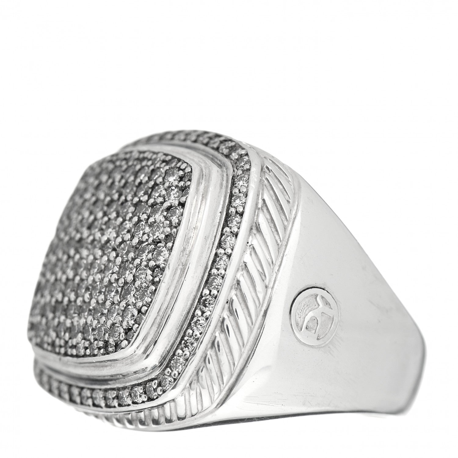 David Yurman Sterling Silver Diamond 20mm Albion Pave Statement Ring 64 10.75 3 of 5