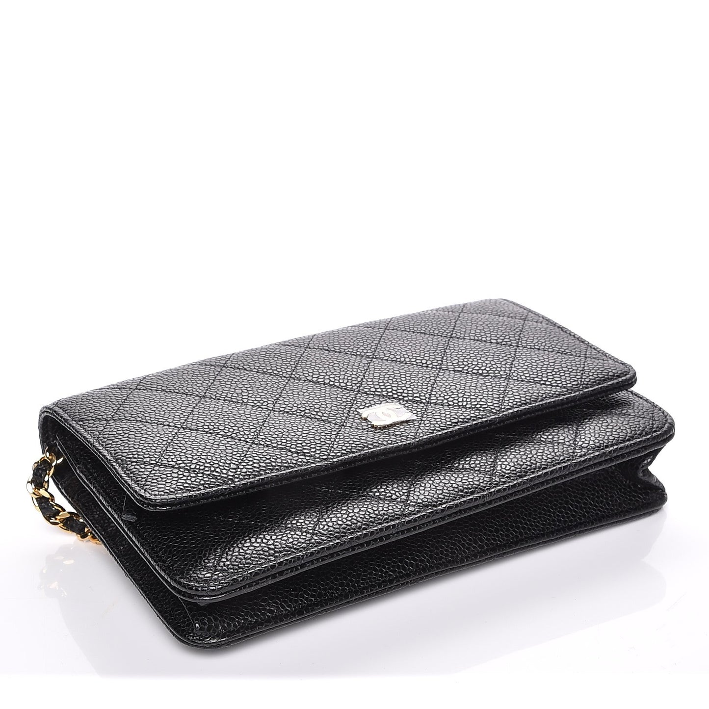 Caviar Quilted Wallet On Chain WOC Black