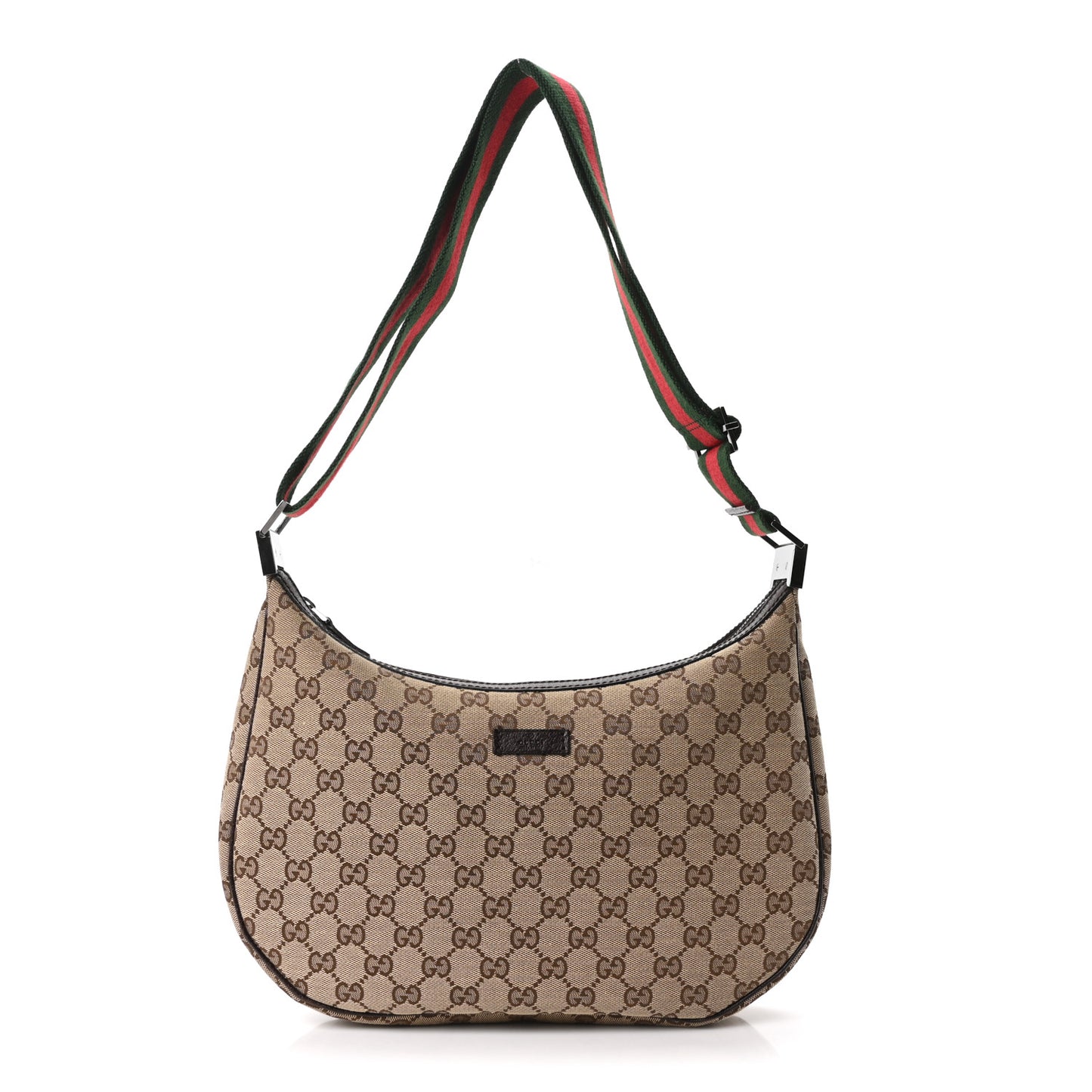 Monogram Web Medium Half Moon Hobo Dark Brown