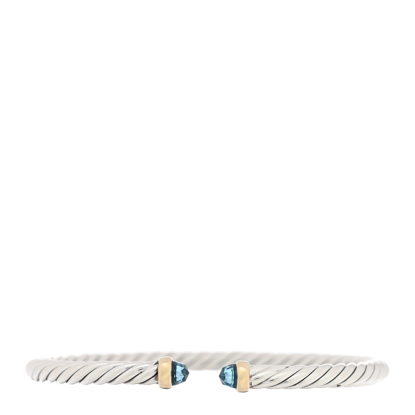 Sterling Silver 14K Yellow Gold Blue Topaz 4mm Cable Classics Bracelet