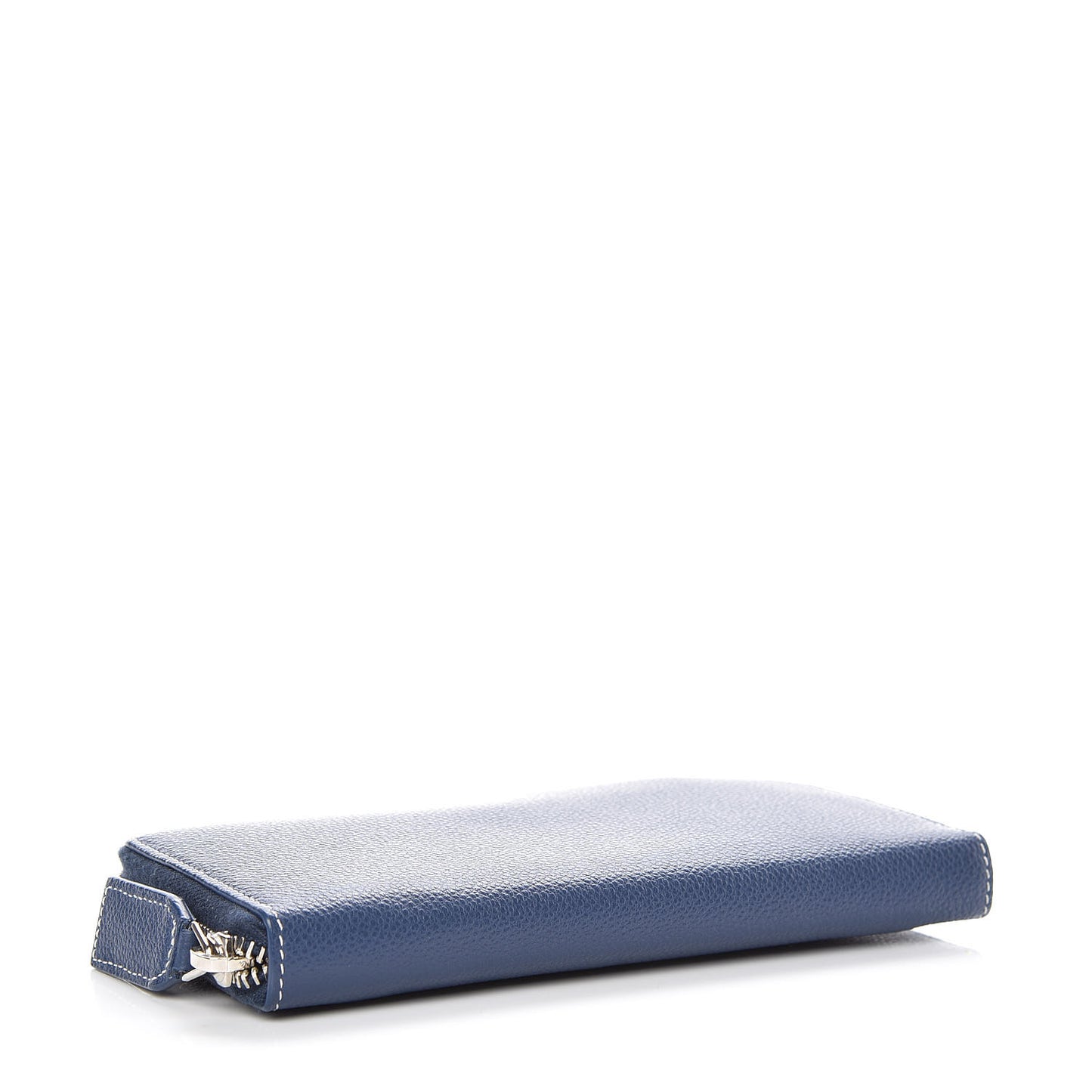 Grained Calfskin Rive Gauche Zip Around Wallet Denim Blue