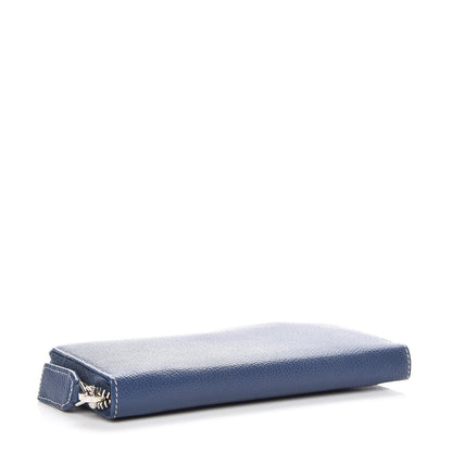 Saint Laurent Grained Calfskin Rive Gauche Zip Around Wallet Denim Blue 4 of 7