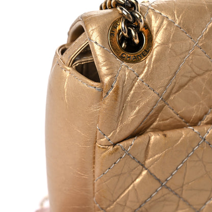 Chanel Metallic Aged Calfskin Quilted CC Square Flap Light Gold 19 of 33