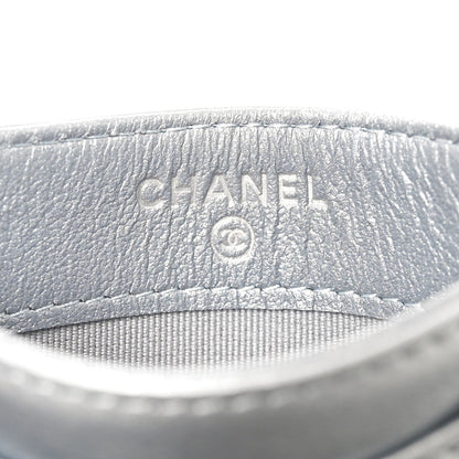 Chanel Metallic Lambskin Quilted CC Card Holder Silver 6 of 9