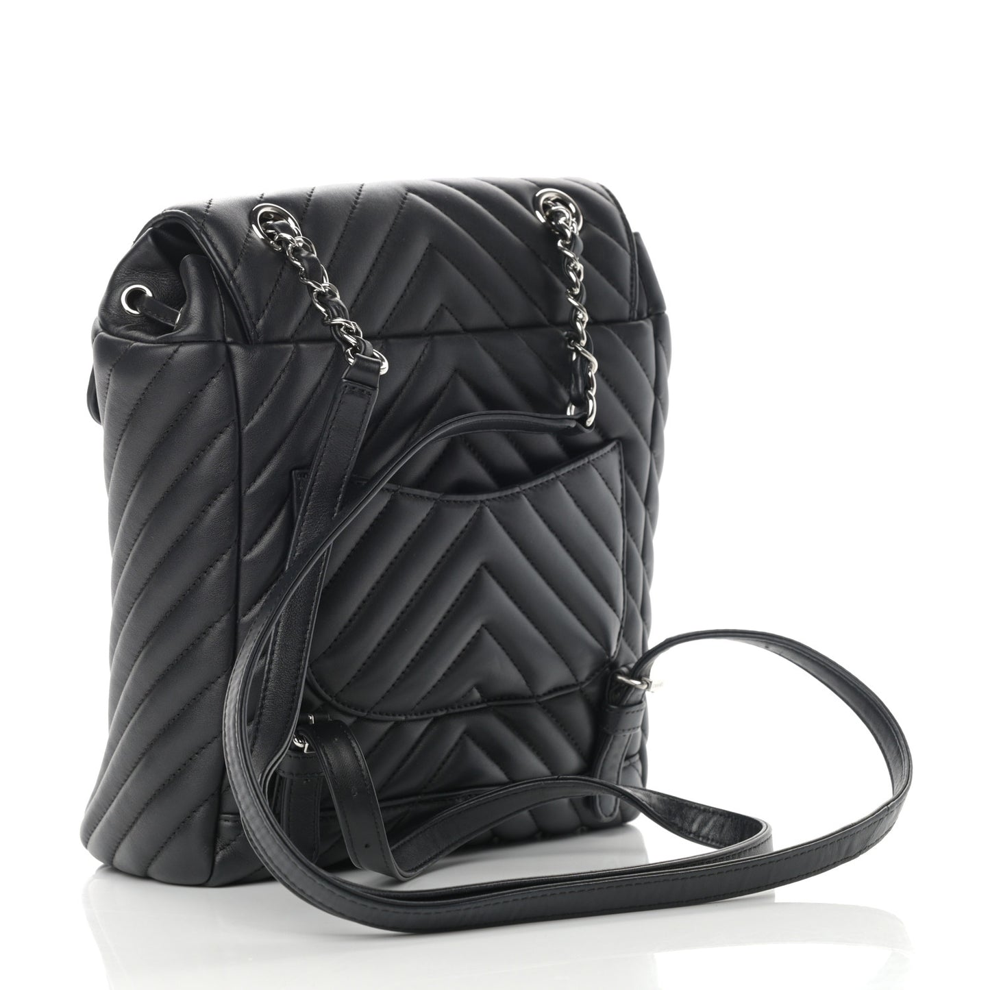 Calfskin Chevron Quilted Small Urban Spirit Backpack Black