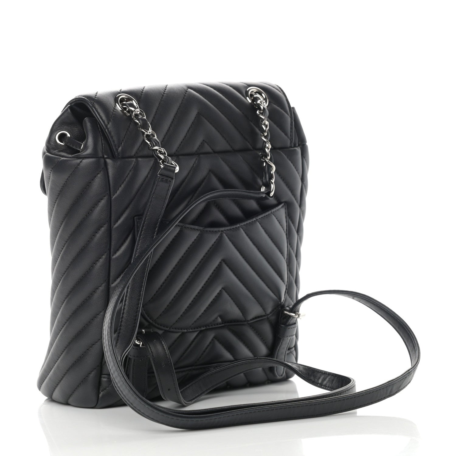 Chanel Calfskin Chevron Quilted Small Urban Spirit Backpack Black 3 of 12