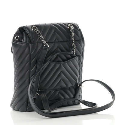 Chanel Calfskin Chevron Quilted Small Urban Spirit Backpack Black 3 of 12