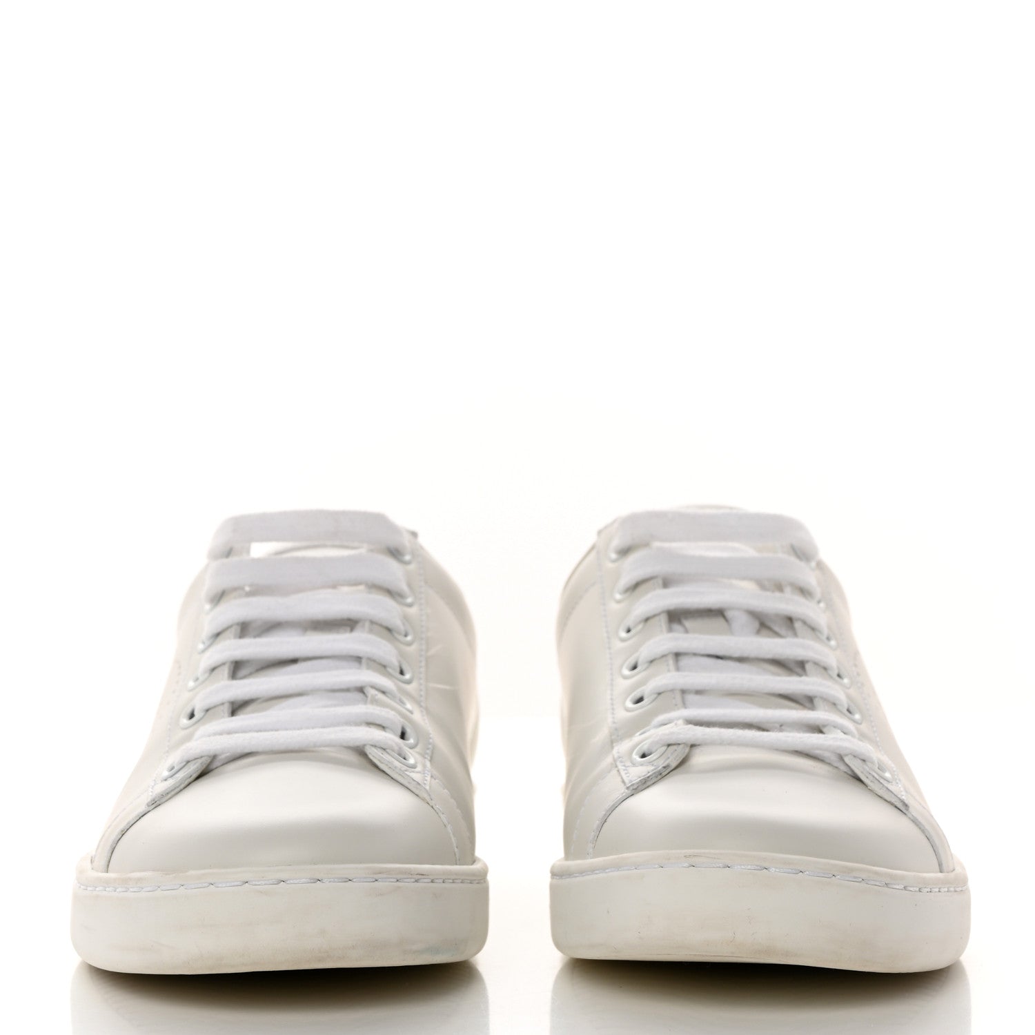 Gucci Calfskin Interlocking G Perforated Womens Ace Sneakers 37.5 White Grey Sky 2 of 9