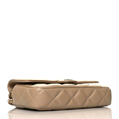 Chanel Iridescent Caviar Quilted Flap Phone Holder With Chain Beige 4 of 12