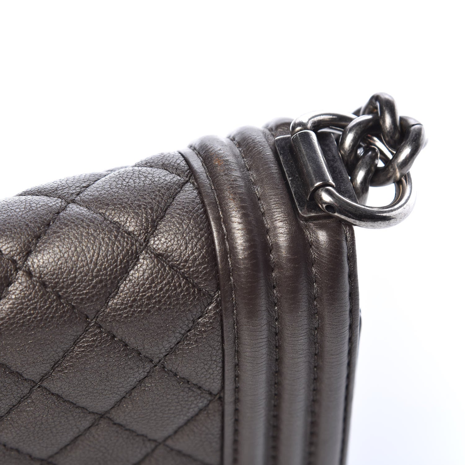 Chanel Metallic Calfskin Quilted Medium Boy Flap Dark Silver 13 of 19