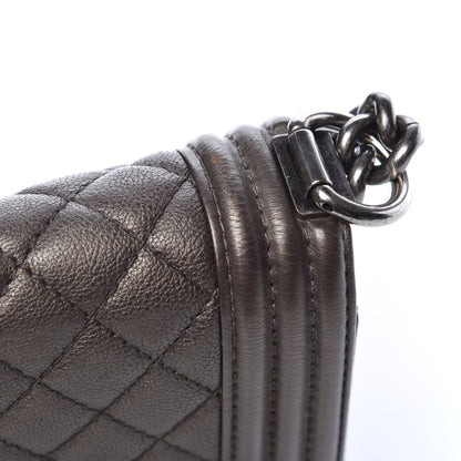 Chanel Metallic Calfskin Quilted Medium Boy Flap Dark Silver 13 of 19
