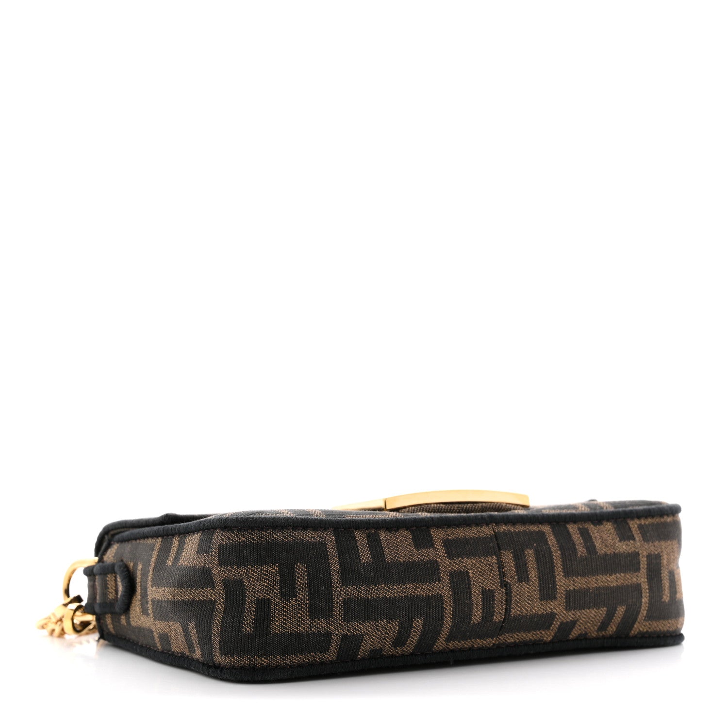 Fendi Fabric Jacquard FF 1974 Mini Baguette Tobacco Moro Black 4 of 12