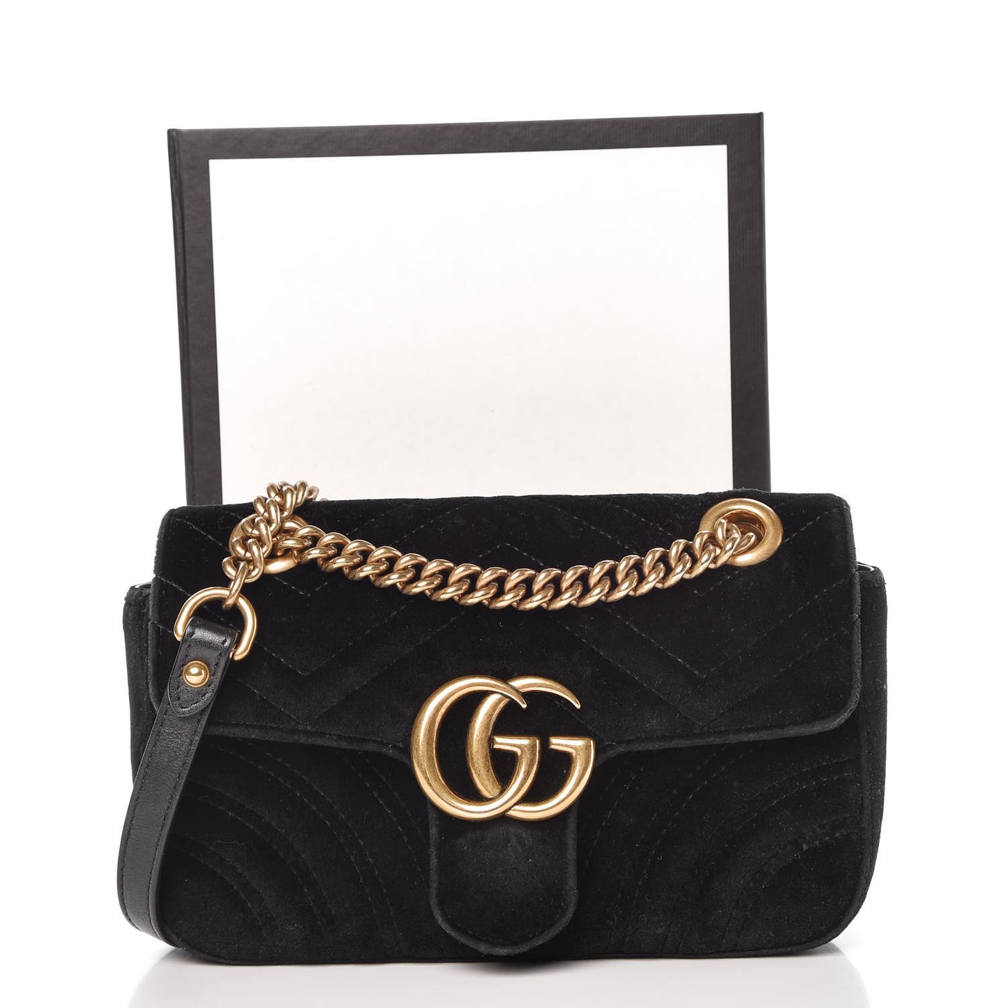 Velvet Matelasse Mini GG Marmont Shoulder Bag Black