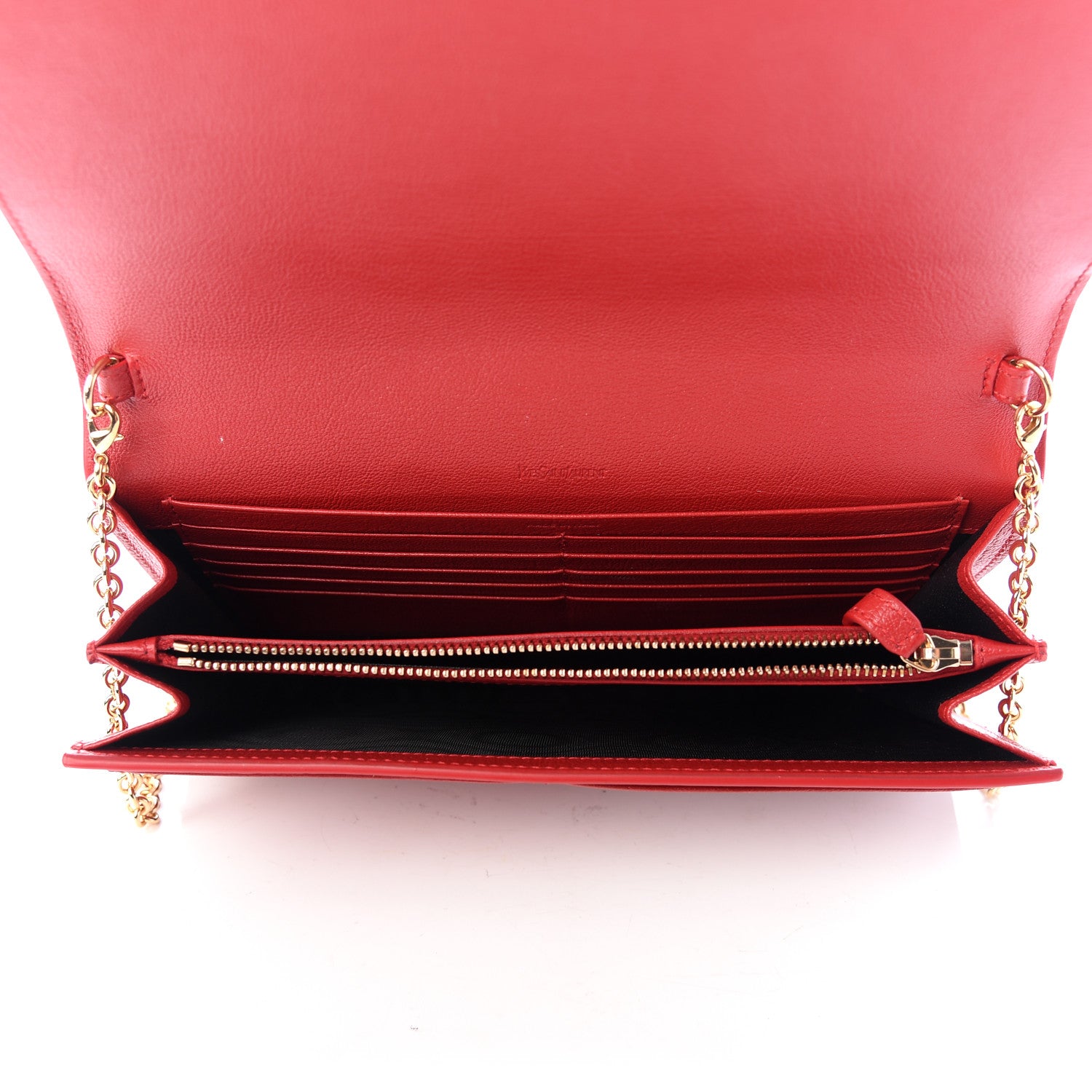 Saint Laurent Calfskin Belle de Jour Chain Clutch Rouge Orient 5 of 10