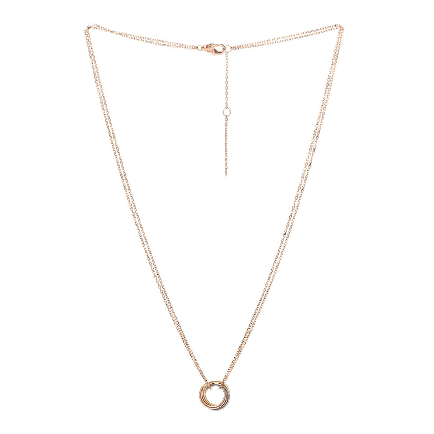 Cartier 18K Pink Yellow White Gold Trinity Double Chain Pendant Necklace 3 of 5