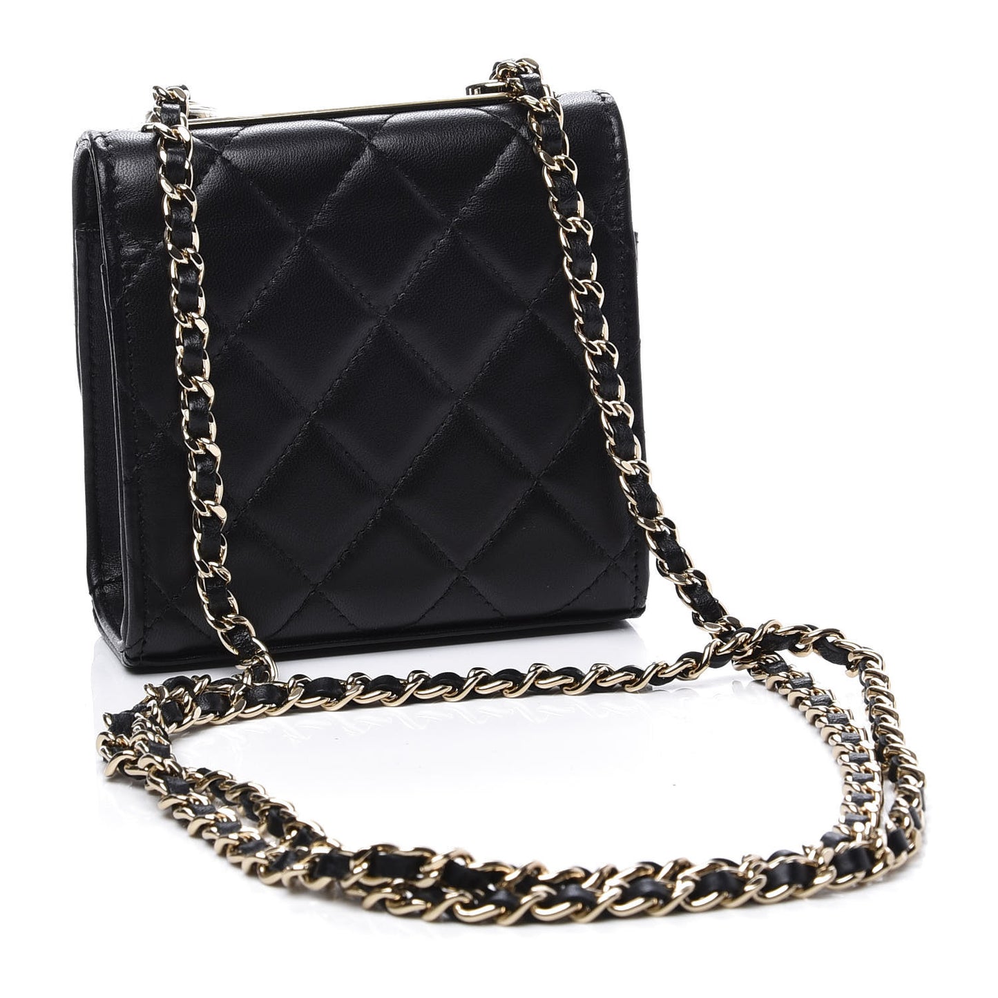 Lambskin Quilted Mini Trendy CC Chain Wallet Black