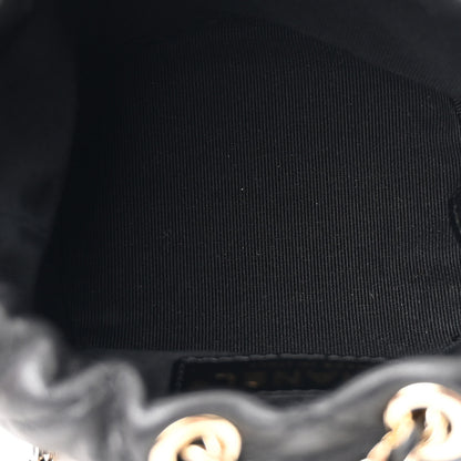 Chanel Lambskin Quilted Pearl Mini About Pearls Drawstring Bag Black 5 of 10