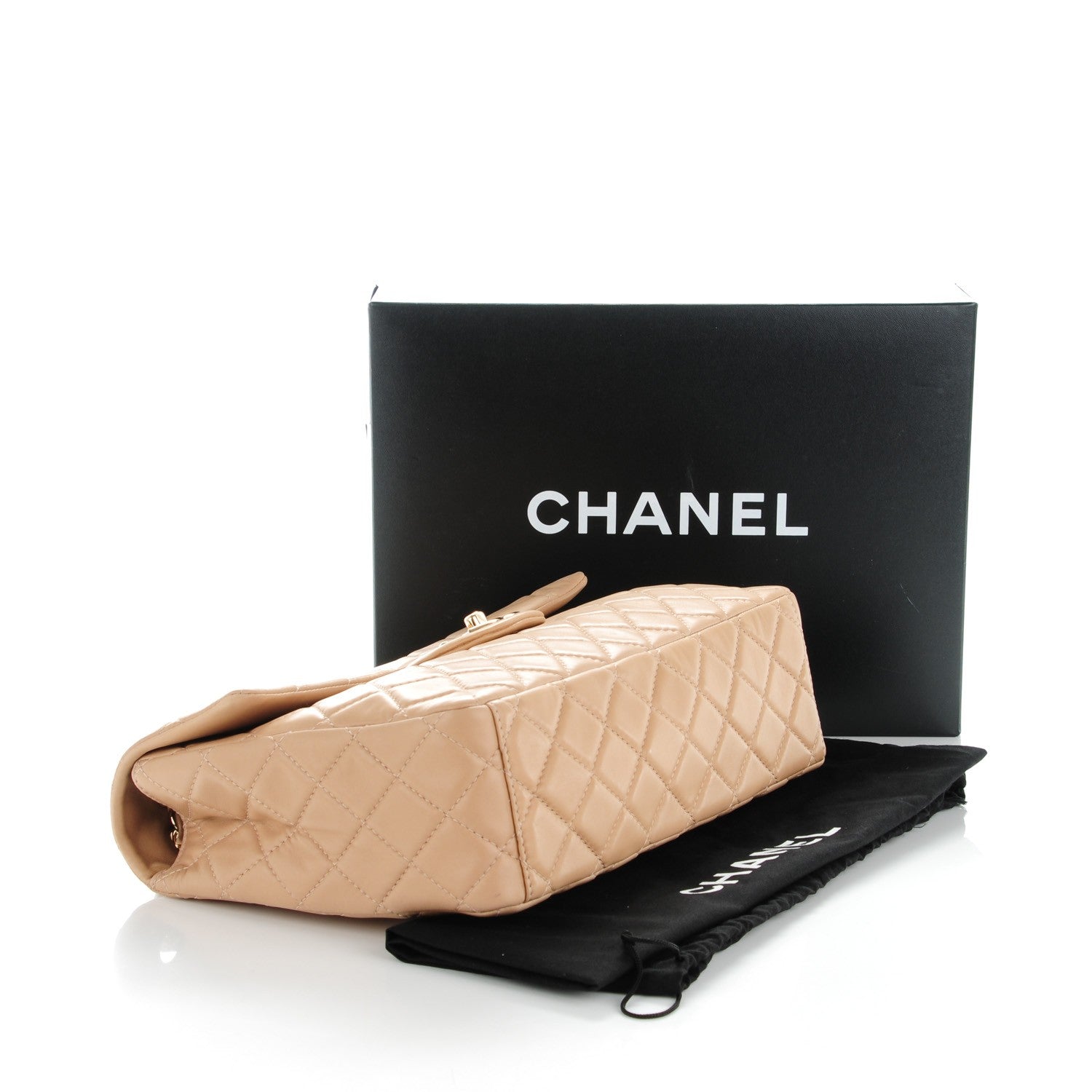 Chanel Lambskin Quilted Maxi Single Flap Beige 4 of 8