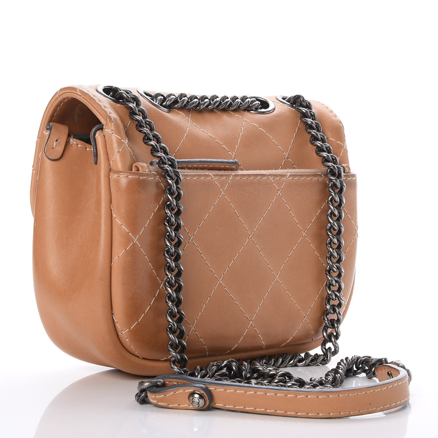 Chanel Calfskin Stitch Small Messenger Flap Beige 4 of 8