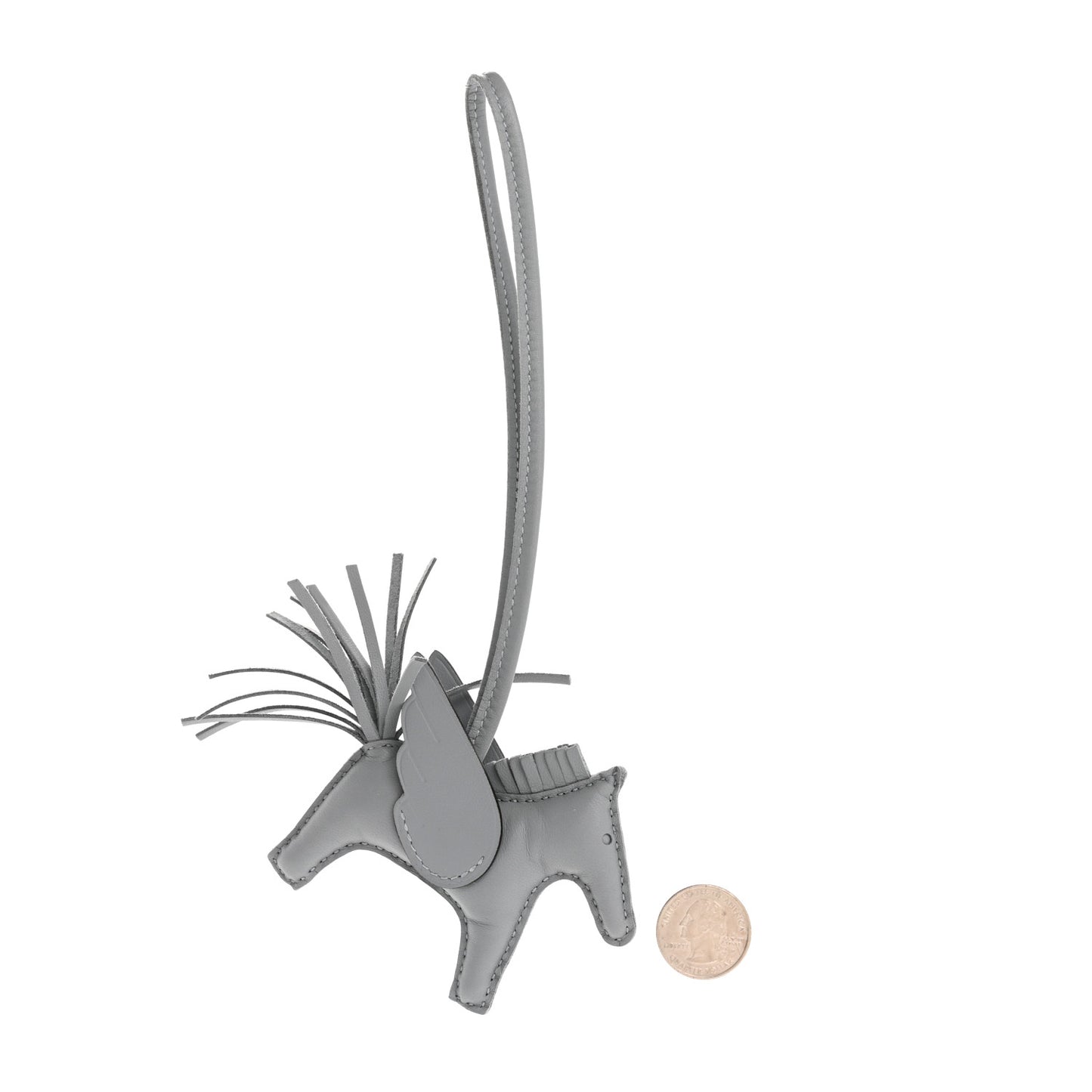 Milo Lambskin Grigri Rodeo Pegase Horse Bag Charm PM Gris Pantin