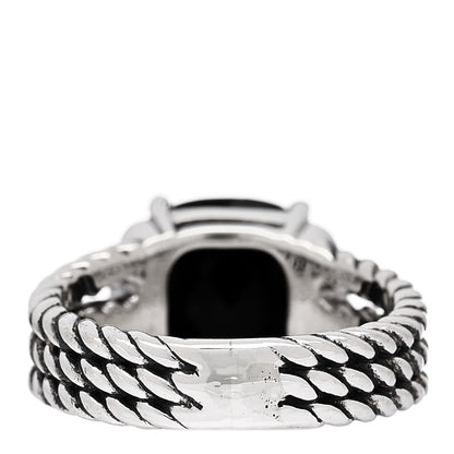 David Yurman Sterling Silver Diamond Black Onyx 10mm Petite Wheaton Ring 48 4.5 4 of 5