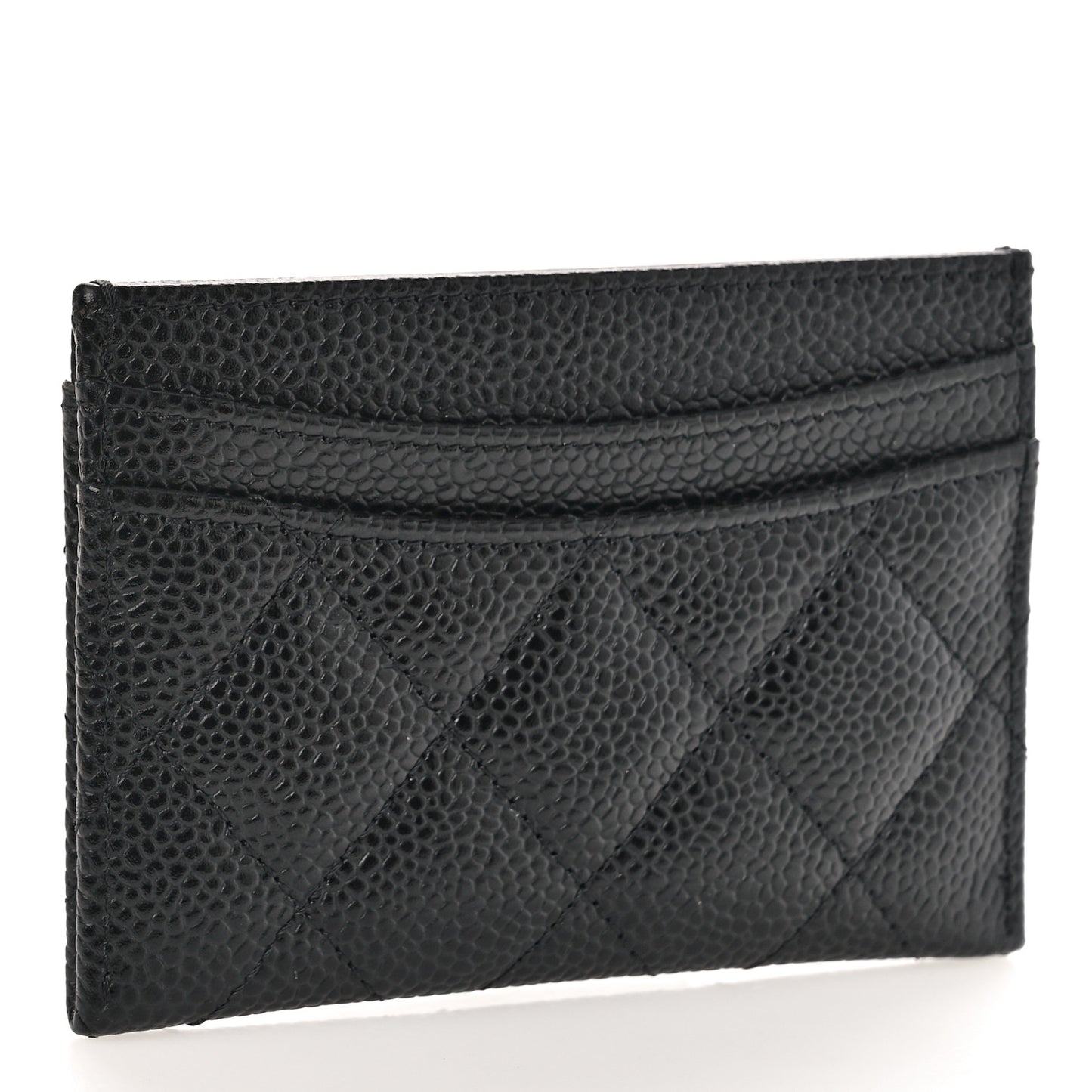 Caviar Quilted Card Holder Black