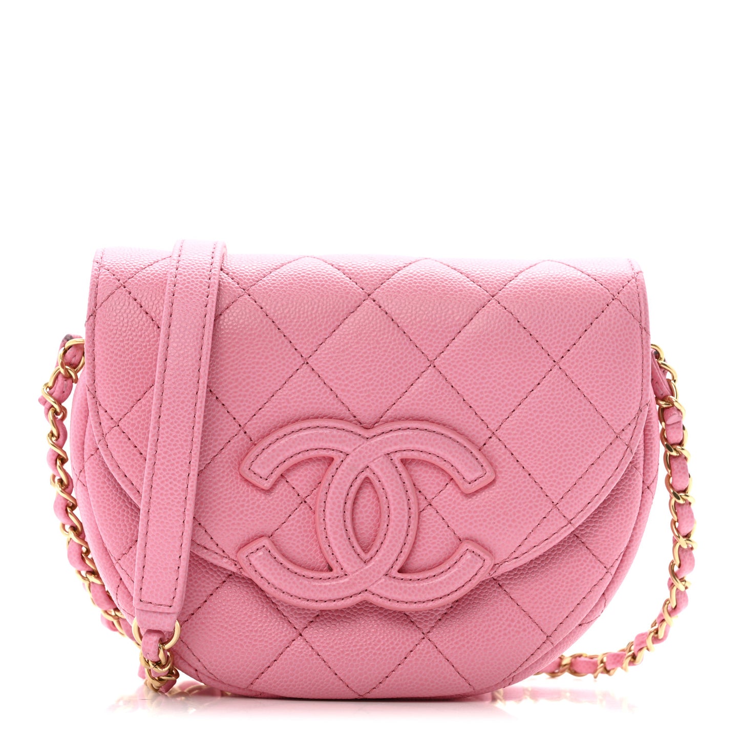 Caviar Quilted Mini Messenger Flap Light Pink
