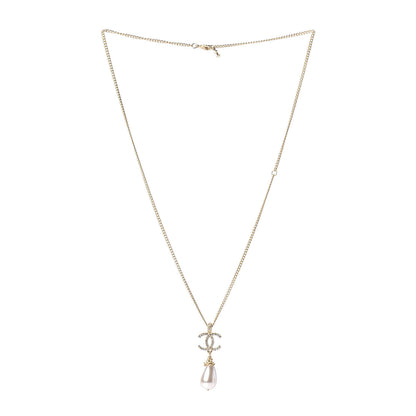 Chanel Pearl Crystal Twisted CC Drop Necklace Gold 3 of 6