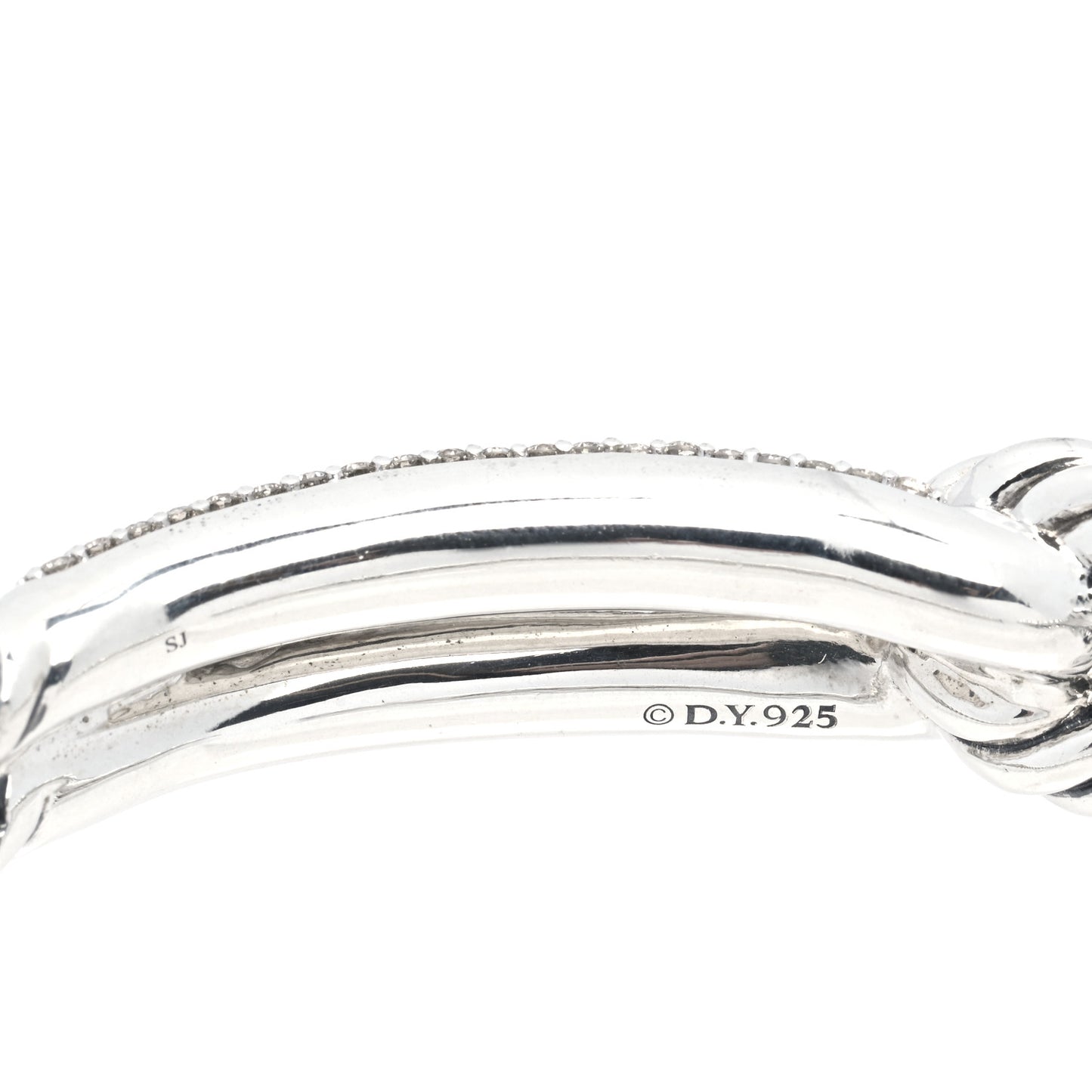 Sterling Silver Diamond Pave 10mm Single Loop Labyrinth Bracelet