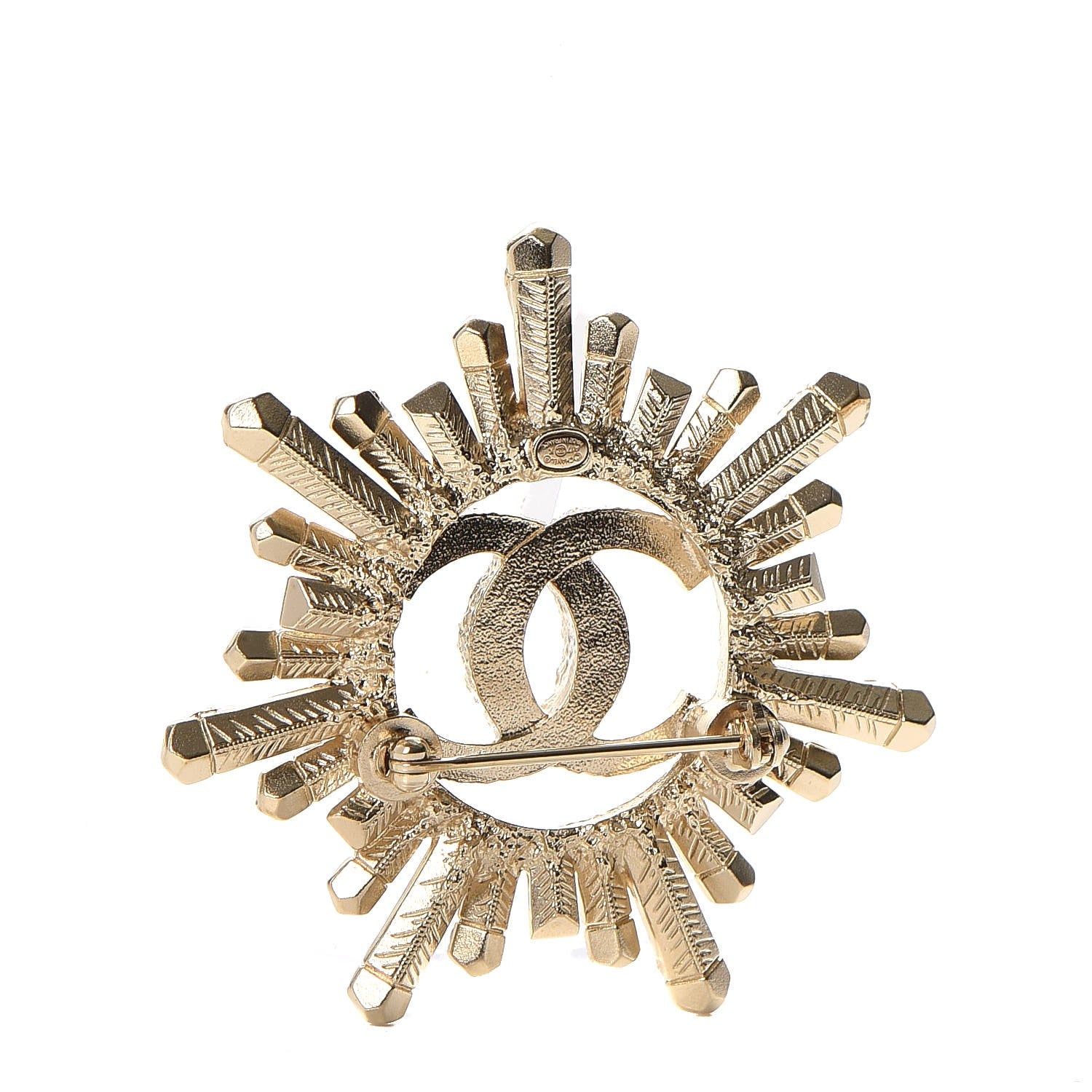 Chanel Crystal Baguette CC Brooch Light Gold 3 of 5