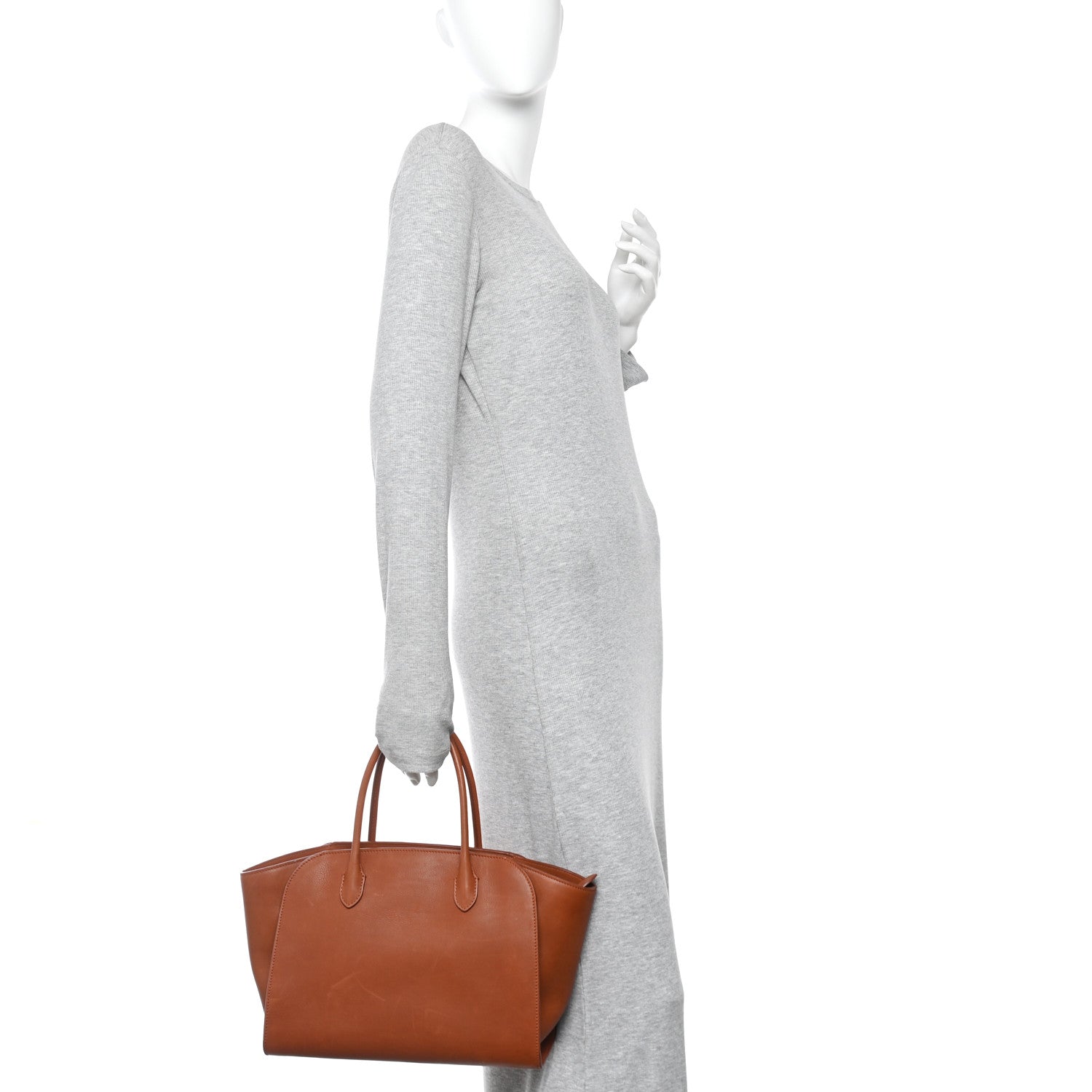 The Row Polished Saddle Calfskin Marlo 12 Tote Bag Acero 2 of 10
