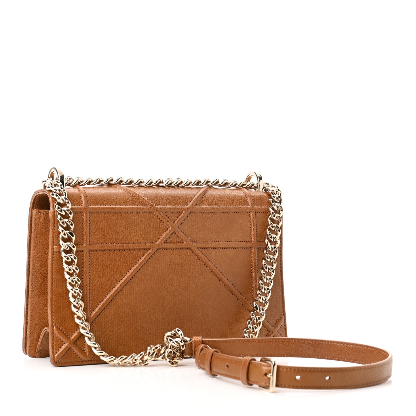 Grained Calfskin Medium Diorama Flap Bag Brown