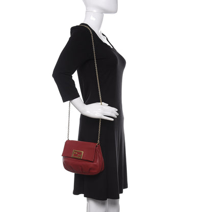 Fendi Vitello Flamingo Fendista Pouchette Crossbody Red 2 of 9