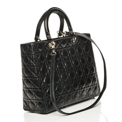 Christian Dior Lambskin Cannage Large Lady Dior Black 3 of 7