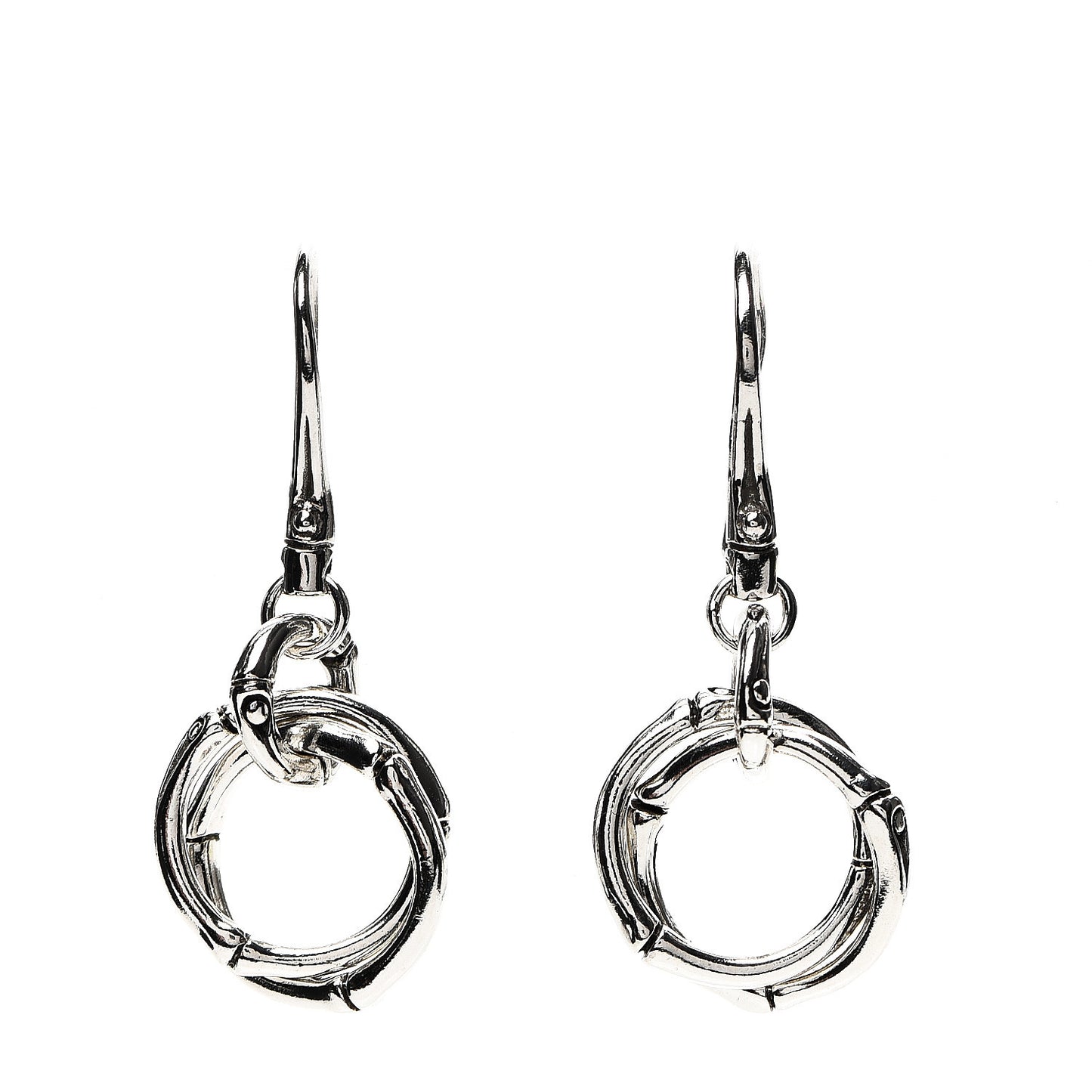 Sterling Silver Bamboo Circle Drop Earrings
