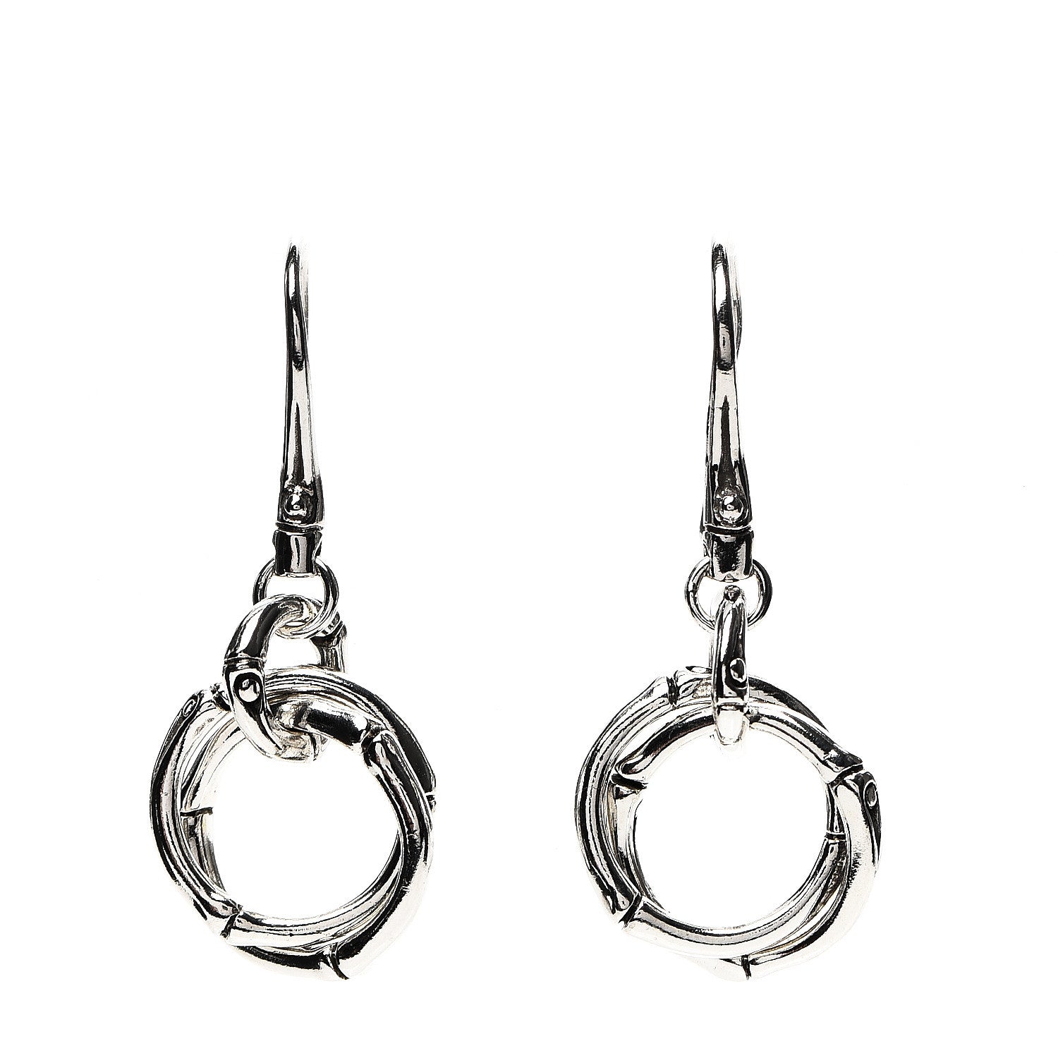 John Hardy Sterling Silver Bamboo Circle Drop Earrings 1 of 4