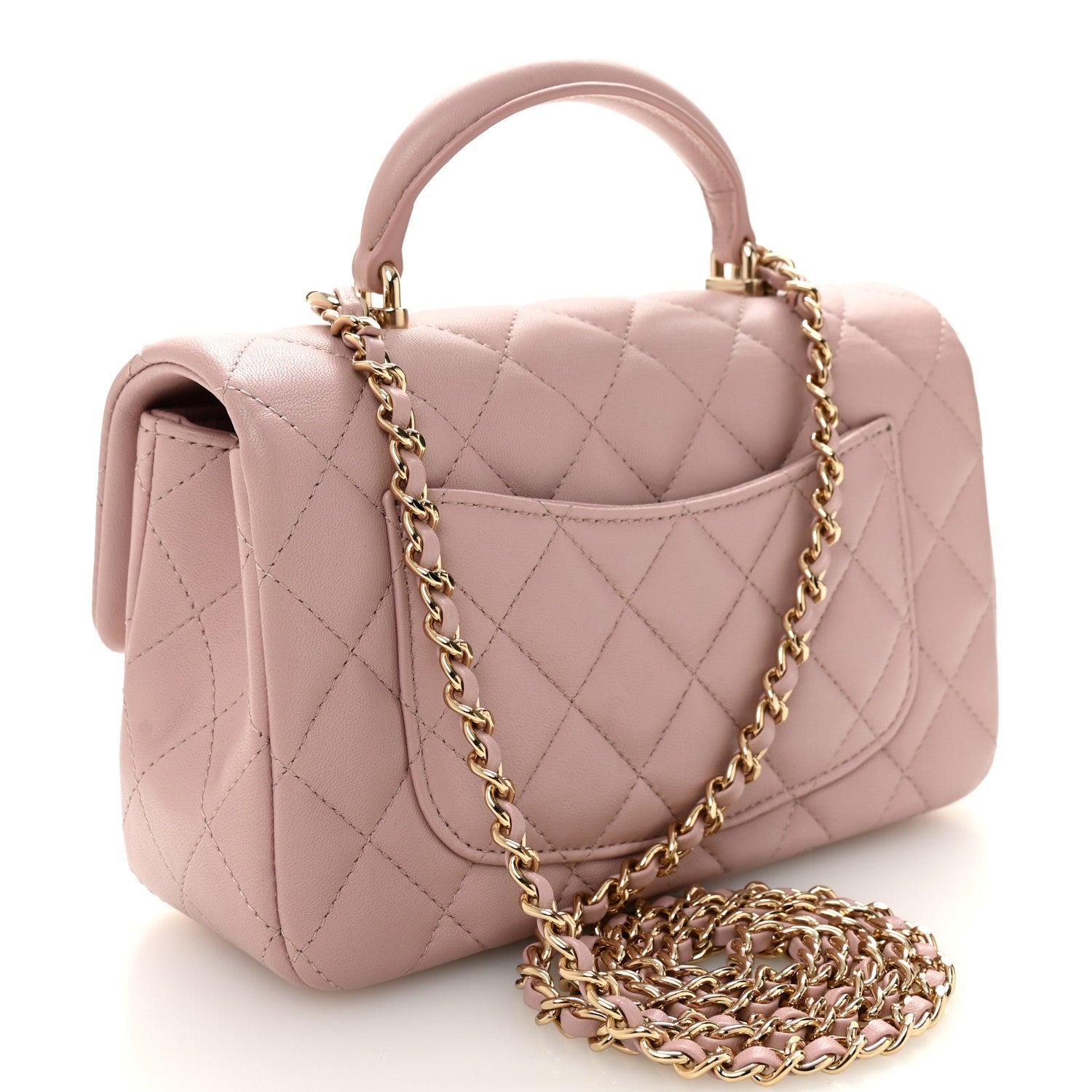 Chanel Lambskin Quilted Mini Top Handle Rectangular Flap Light Pink 3 of 10