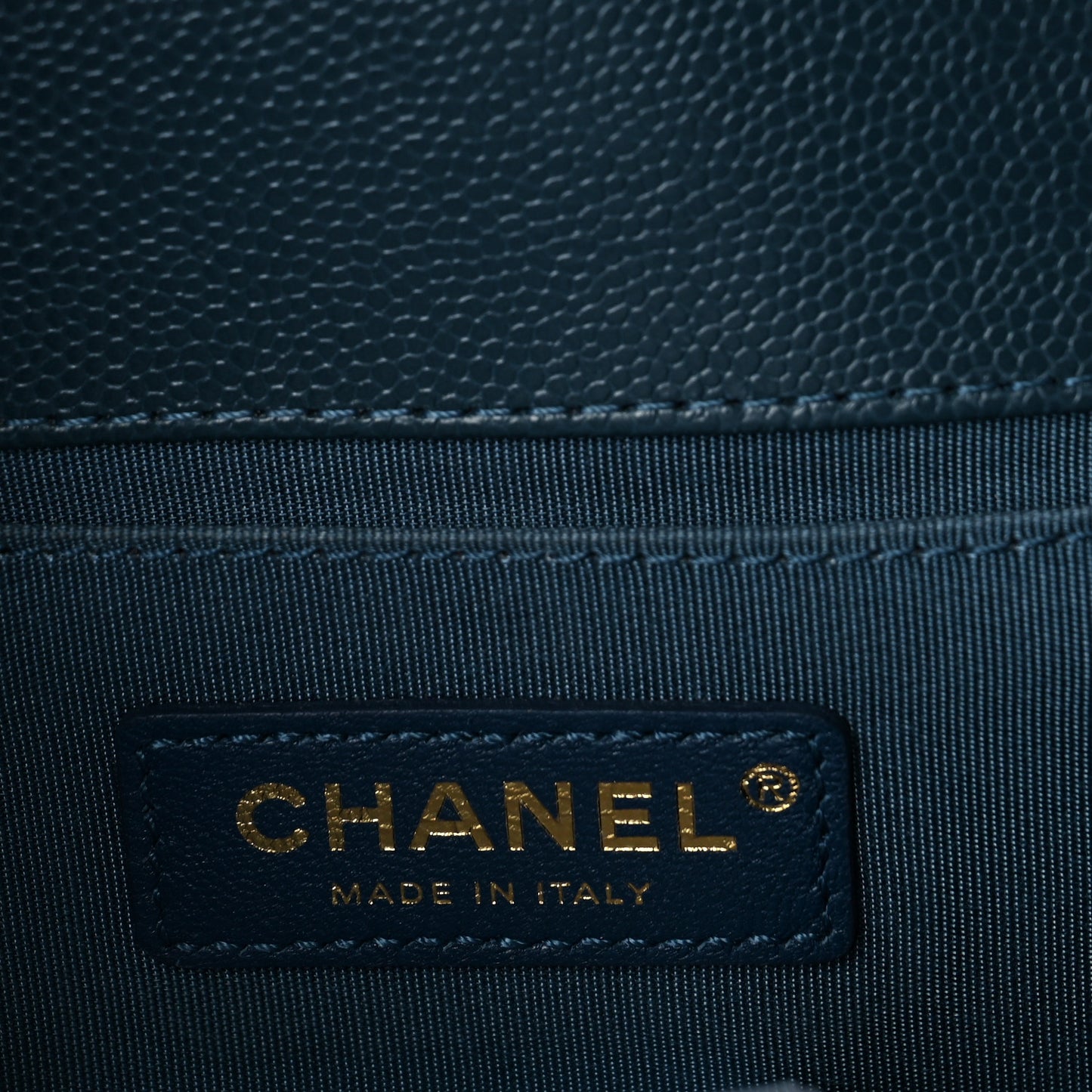 Caviar Chevron Quilted Medium Boy Flap Blue